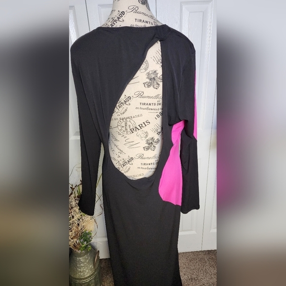 Topshop Women's Pink and Black Color block Swirl Jersey Maxi Dres… - Picture 6 of 11
